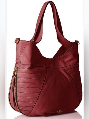 orYANY "Isabella" hobo shoulder bag irose pink pebbled leather w pleated side